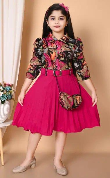 Girls Calf Length Festive Dress